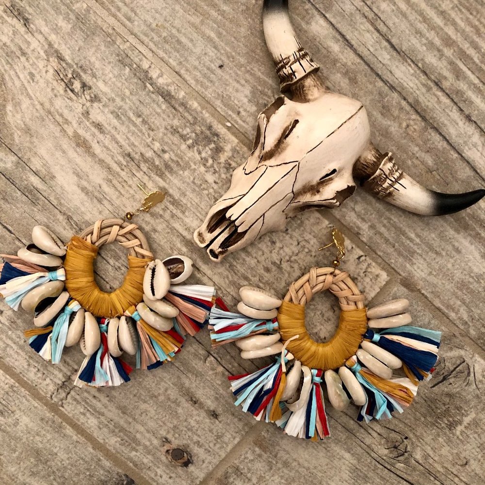 Jumbo 4" Rattan Statement Piece Earrings